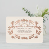 ハートと鳥結婚の箔招待状 箔招待状 (立ち正面)