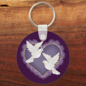 ハートと鳩 – 紫 キーホルダー (正面)
