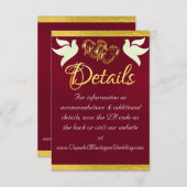 ハートと鳩、QRコード – バーガンディ/金ゴールド エンクロージャーカード (正面/裏面)