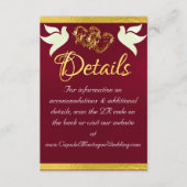 ハートと鳩、QRコード – バーガンディ/金ゴールド エンクロージャーカード (正面)