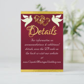 ハートと鳩、QRコード – バーガンディ/金ゴールド エンクロージャーカード (スタンド正面)