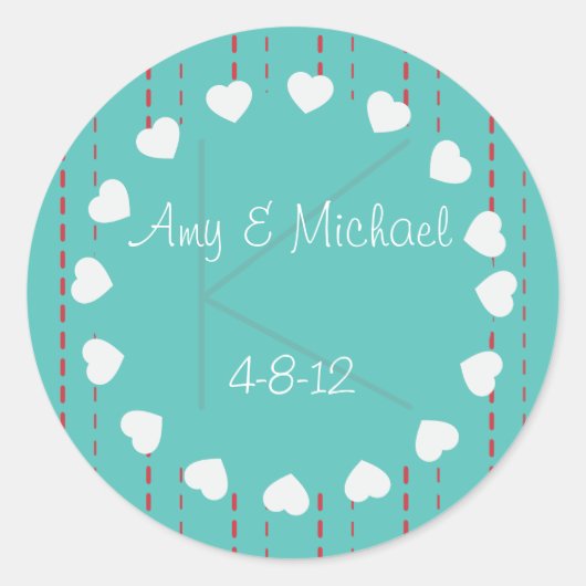 ハートとPinstripes Favorラベルシール ラウンドシール (正面)