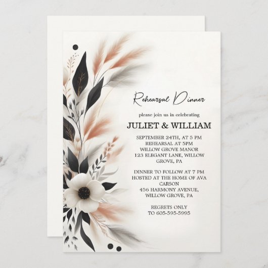 ハートなしファンシーJust Loveおもしろいリハーサルディナー 招待状 (正面/裏面)