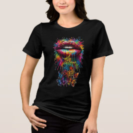 ハートには左右なし レインボードリップリップス ポップアート トライブレンドTシャツ