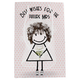 ハートにスニーカーを履いた棒人間花嫁 ミディアムペーパーバッグ