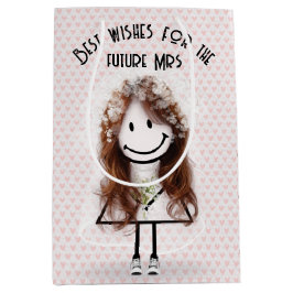 ハートにスニーカーを履いた花嫁スティックガール ミディアムペーパーバッグ