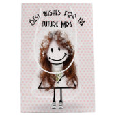 ハートに乗ったスニーカーの花嫁スティックガール ミディアムペーパーバッグ (正面)