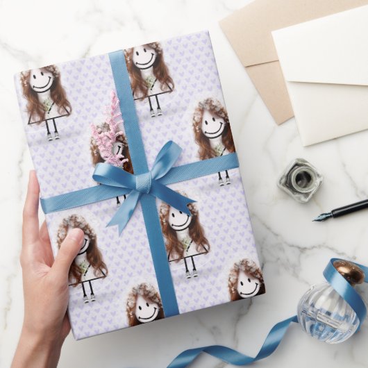 ハートに乗ったスニーカーの花嫁スティックガール ラッピングペーパー (ギフト)