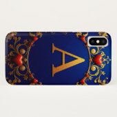 ハートに囲まれたエレガントな金の文字A Case-Mate iPhoneケース (裏面(横))