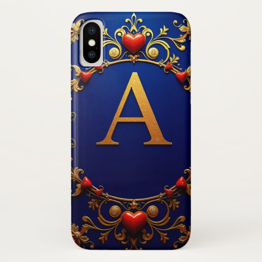 ハートに囲まれたエレガントな金の文字A Case-Mate iPhoneケース (裏面)
