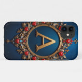 ハートに囲まれたエレガントな金の文字A Case-Mate iPhoneケース (裏面(横))