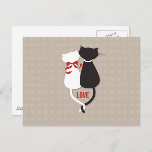 ハートに囲まれた愛する猫 ポストカード (正面/裏面)