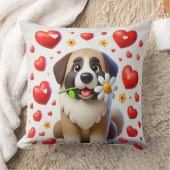 ハートに囲まれた愛らしい犬 クッション (ブランケット)