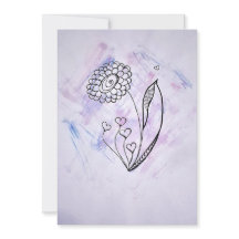 ハートに囲まれた繊細な手描きの花
