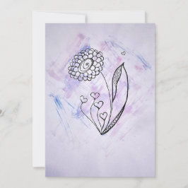 ハートに囲まれた繊細な手描きの花 シーズンカード