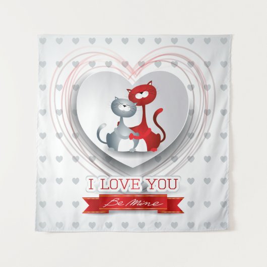 ハートに恋する猫たち タペストリー (正面)