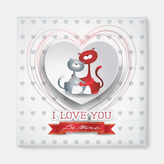 ハートに恋する猫たち マグネット (正面)