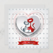 ハートに恋する猫たち 招待状 (正面/裏面)