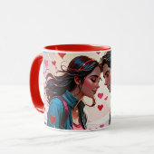 ハートに愛するカップル飛んでいる- Coffee Mag マグカップ (正面左)