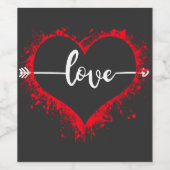 ハートに愛のTシャツの形の矢印がある ワインラベル (シングルラベル)