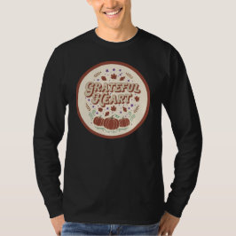 ハートに感謝の秋のカボチャデザイン Tシャツ