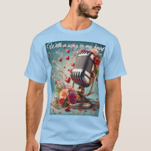 ハートに曲を入れて – レトロマイク Tシャツ