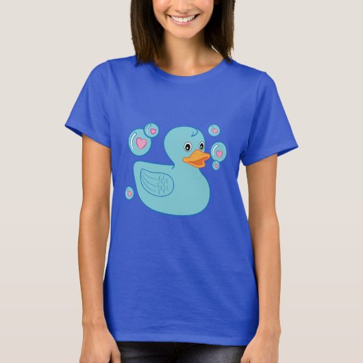 ハートに満ちた泡とのゴム製アヒルちゃん Tシャツ (正面)