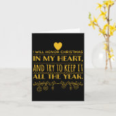 ハートに聖降誕祭を祝う(スクルージ引用文) カード (黄色い花)