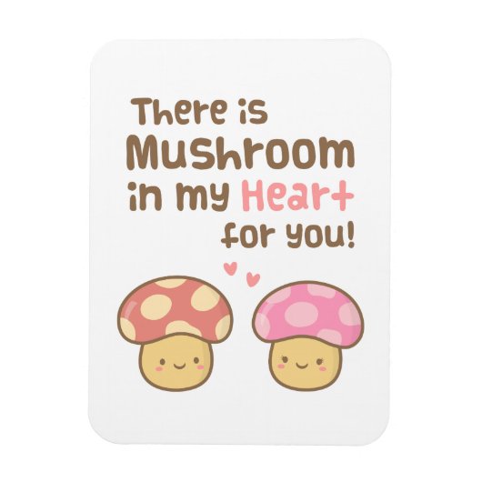 ハートに茸あり Cute Love Pun マグネット (縦)