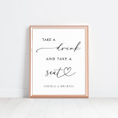 ハートに飲み物を飲み、座席のサインを結婚取る ポスター