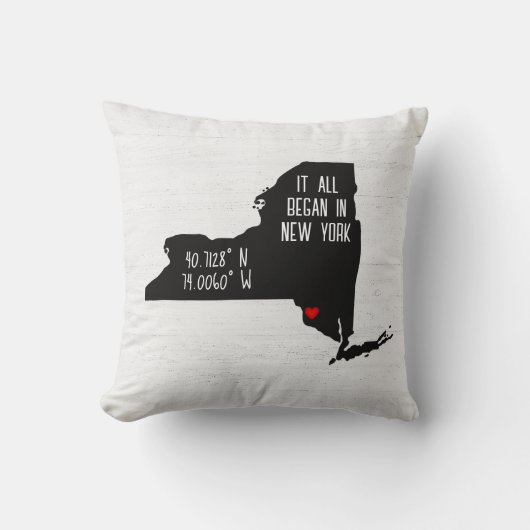 ハートのあるニューヨークのGPS座標 クッション (正面)