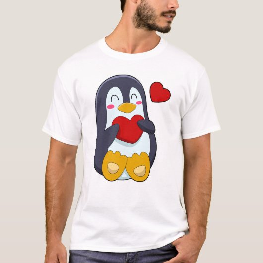 ハートのあるペンギン Tシャツ (正面)