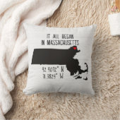 ハートのあるマサチューセッツ州のGPS座標 クッション (ブランケット)