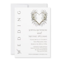 ハートのあるモダンな花のウェディング