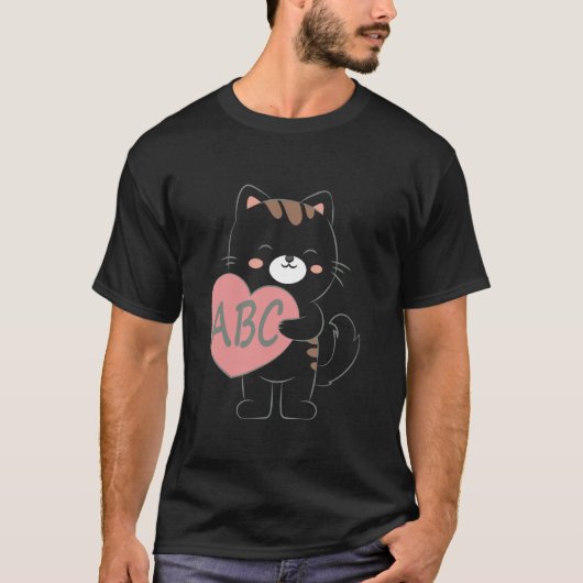 ハートのあるABCキャット Tシャツ (正面)