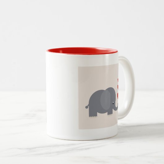 ハートのお洒落な愛のかわいい象 ツートーンマグカップ (正面右)
