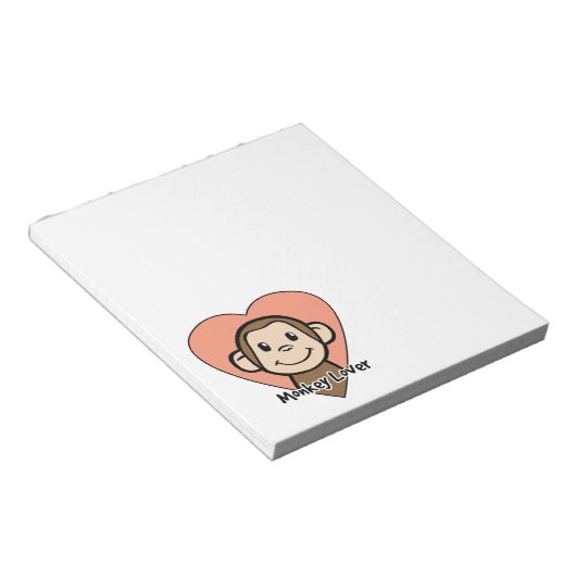 ハートのかわいい漫画の切り貼り芸術のスマイル猿愛 ノートパッド (アングル)