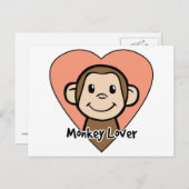 ハートのかわいい漫画の切り貼り芸術のスマイル猿愛 ポストカード (正面/裏面)