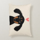 ハートのかわいい長い髪のダックスフントの小犬 アクセントクッション (正面(垂直))