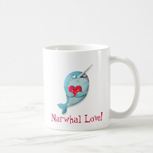 ハートのかわいいNarwhal コーヒーマグカップ (右)