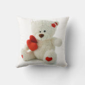 ハートのかわいく柔らかく白いテディー・ベア クッション (裏面)