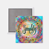 ハートのかわいらしフローラカラフル検査を簡素化 マグネット (正面/裏面)