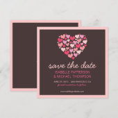 ハートのたくさんある「Save the Date」お知らせ セーブザデート (正面/裏面)