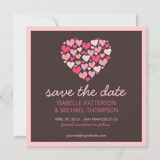 ハートのたくさんある「Save the Date」お知らせ セーブザデート (正面)