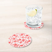 ハートのためのカスタマイズ可能な背景色 ラウンドペーパーコースター (インサイチュ)