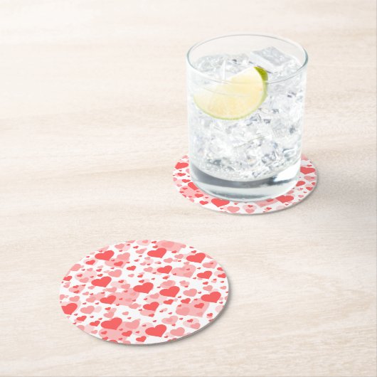 ハートのためのカスタマイズ可能な背景色 ラウンドペーパーコースター (インサイチュ)
