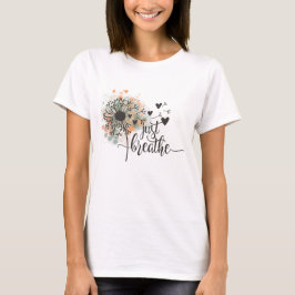 ハートのたんぽぽ Just Breathe ヨガ Tシャツ