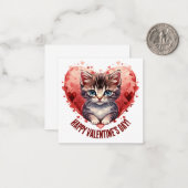 ハートのちいさな子猫ちゃん バレンタインデーのお祝い ノートカード (正面/裏面インサイチュ)