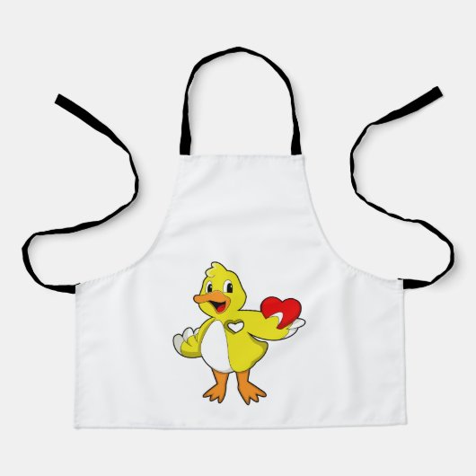 ハートのついたあひる エプロン (正面)