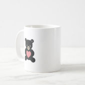ハートのついた黒いテディベア コーヒーマグカップ (正面左)